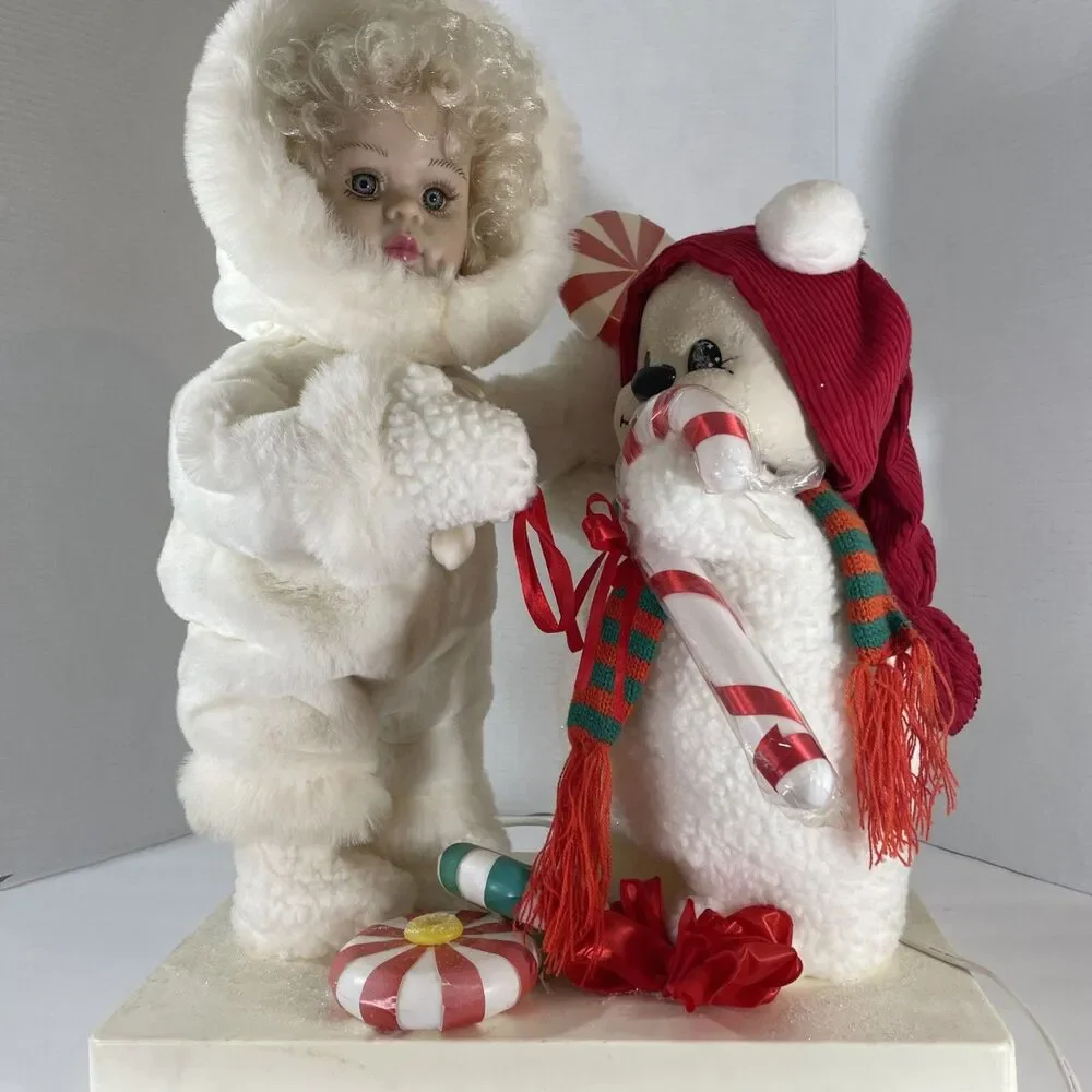 Santa’s Best Holiday Animation Girl And Bear With Candy Cane (1996)Tested/Works